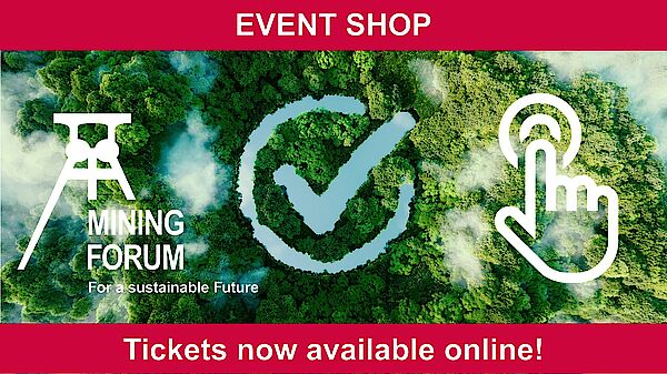 MiningForum For a sustainable future logo and a birds-eye view of a green rain-forest  