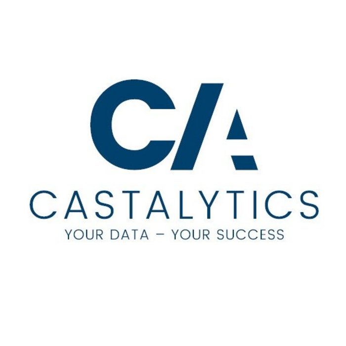 Castalytics Logo in Blau auf weißem Hintergrund